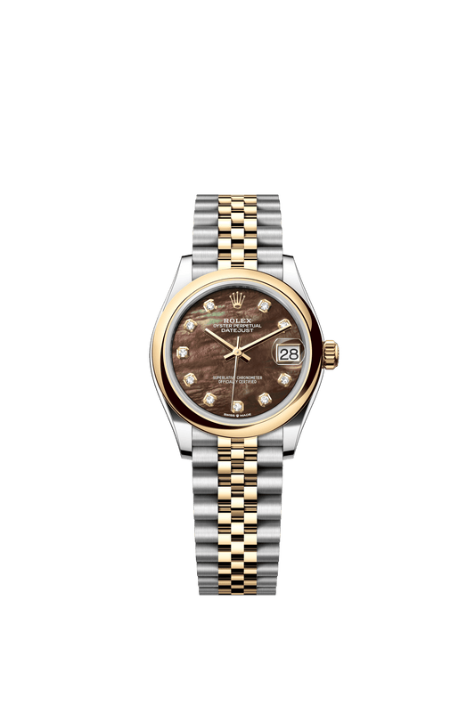 Rolex Oyster 31 mm Black Mother-Of-Pearl Set With Diamond Dial Yellow Rolesor - Combination Of Oystersteel And Yellow Gold Jubilee m278243-0024