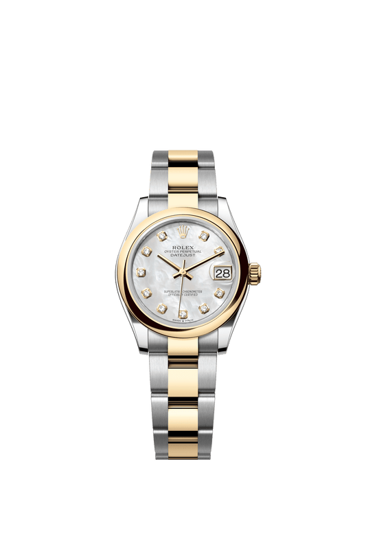 Rolex Datejust 31 31 mm White Mother-Of-Pearl Set With Diamonds Dial Oystersteel and 18k Yellow Gold Oyster Bracelet m278243-0027