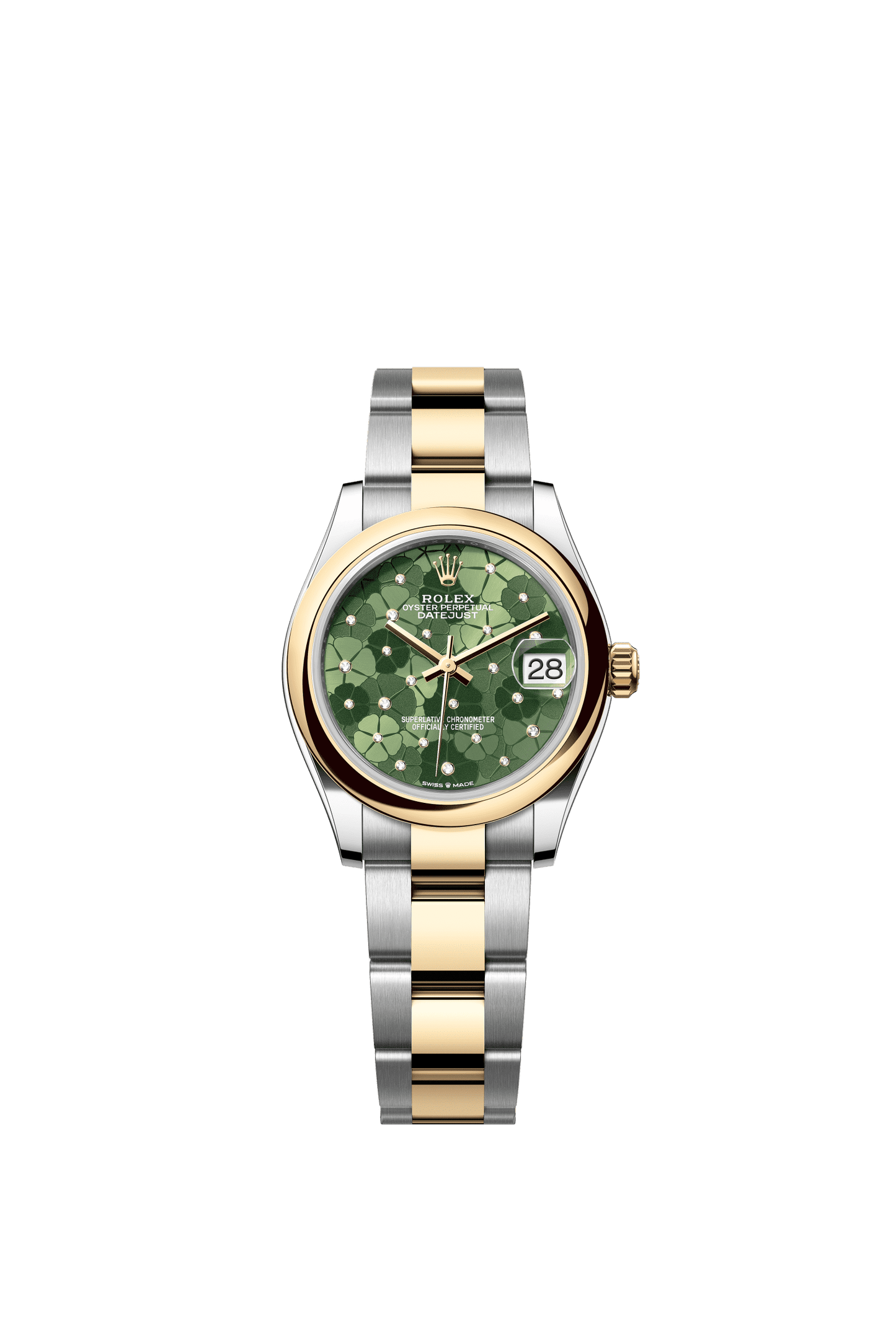 Rolex Datejust 31 31 mm Olive Green, Floral Motif Set With Diamonds Dial Oystersteel and 18k Yellow Gold Oyster Bracelet m278243-0031