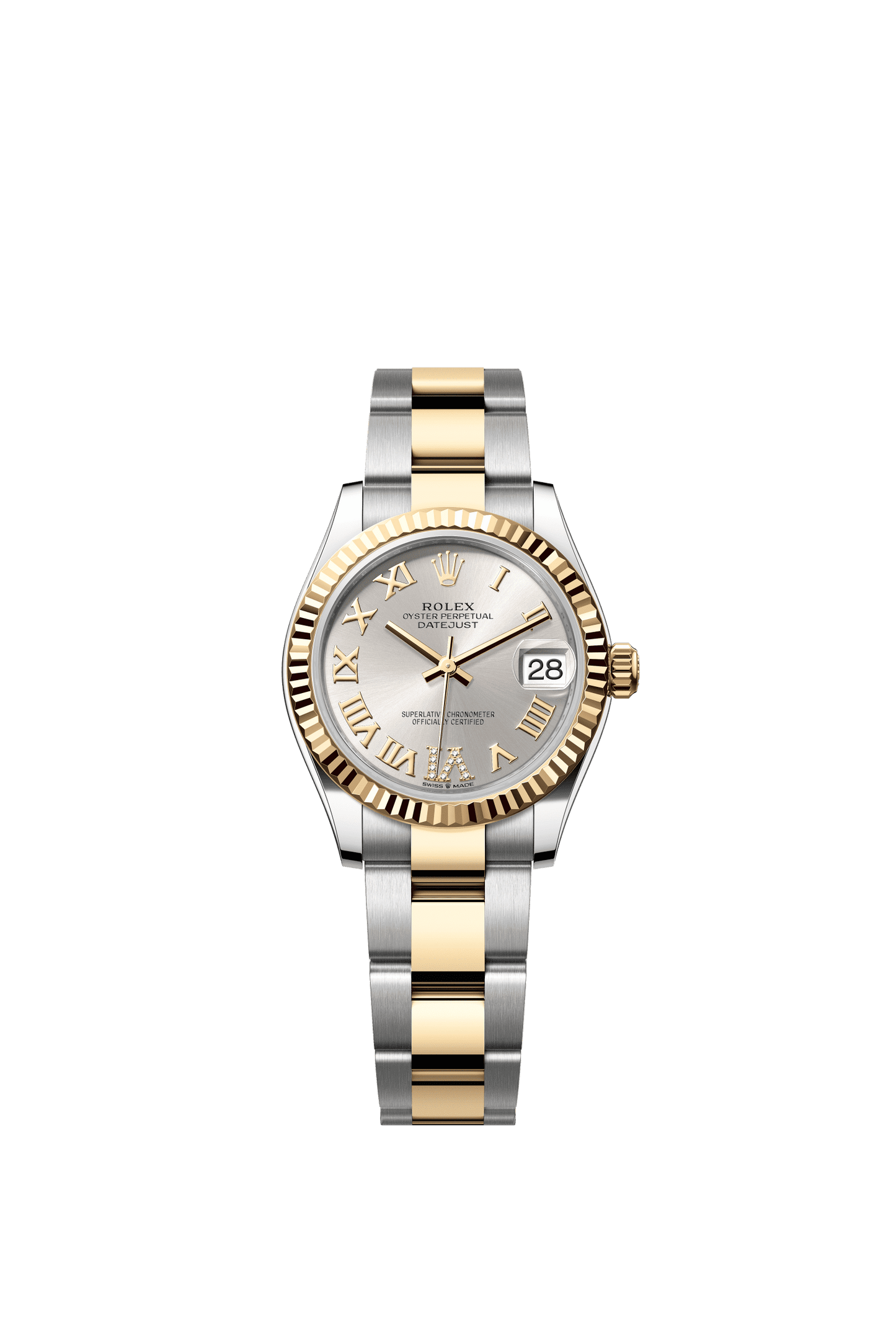 Rolex Datejust 31 31 mm Silver Set With Diamonds Dial Oystersteel and 18k Yellow Gold Oyster Bracelet m278273-0003