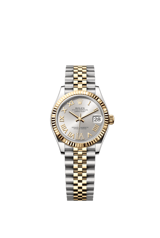 Rolex Oyster 31 mm Silver Set With Diamond Dial Yellow Rolesor - Combination Of Oystersteel And Yellow Gold Jubilee m278273-0004