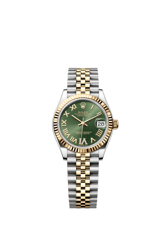 Rolex Oyster 31 mm Olive Green Set With Diamond Dial Yellow Rolesor - Combination Of Oystersteel And Yellow Gold Jubilee m278273-0016