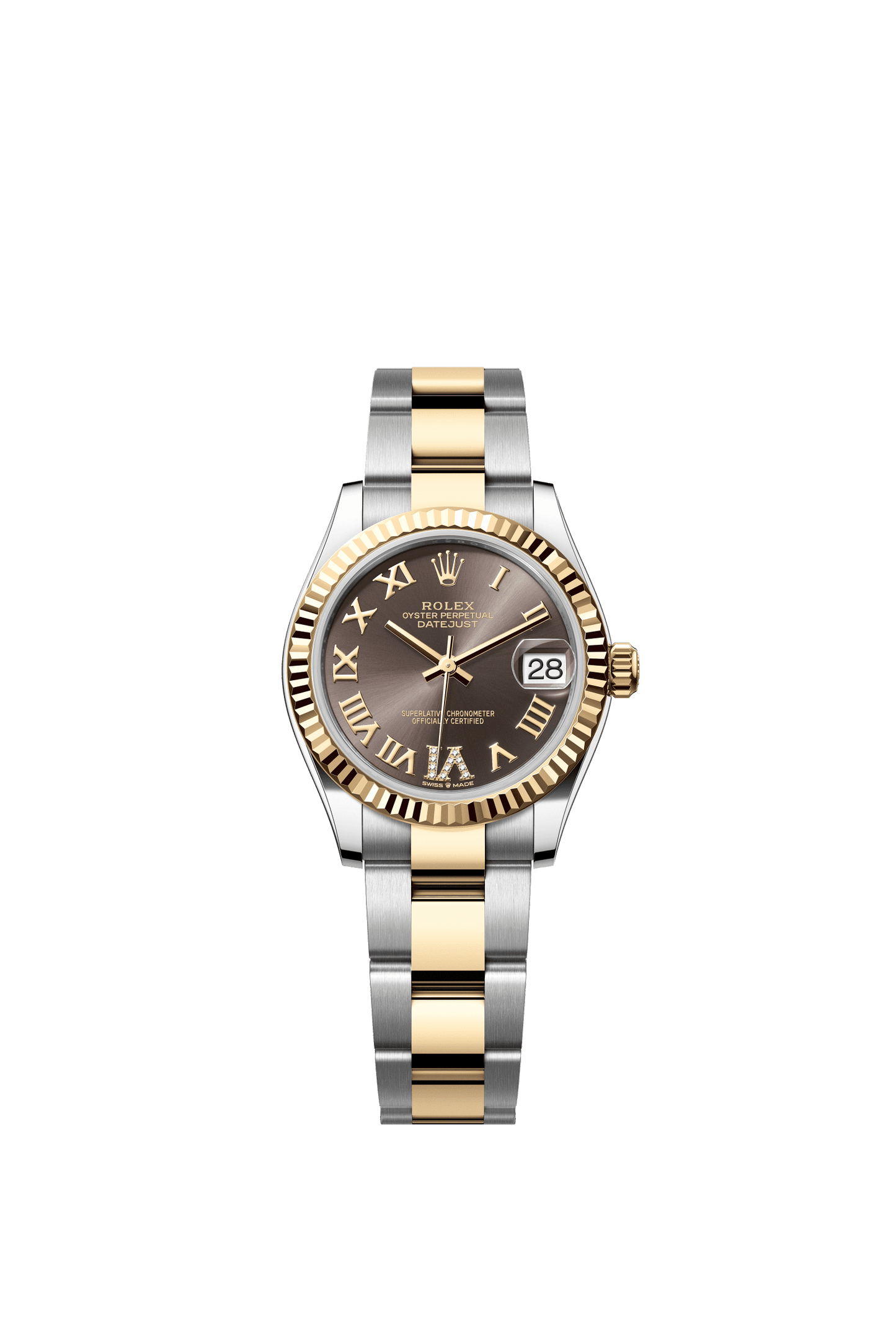 Rolex Datejust 31 31 mm Dark Grey Set With Diamonds Dial Oystersteel and 18k Yellow Gold Oyster Bracelet m278273-0017