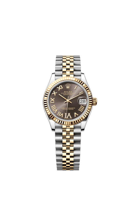 Rolex Oyster 31 mm Dark Grey Set With Diamond Dial Yellow Rolesor - Combination Of Oystersteel And Yellow Gold Jubilee m278273-0018