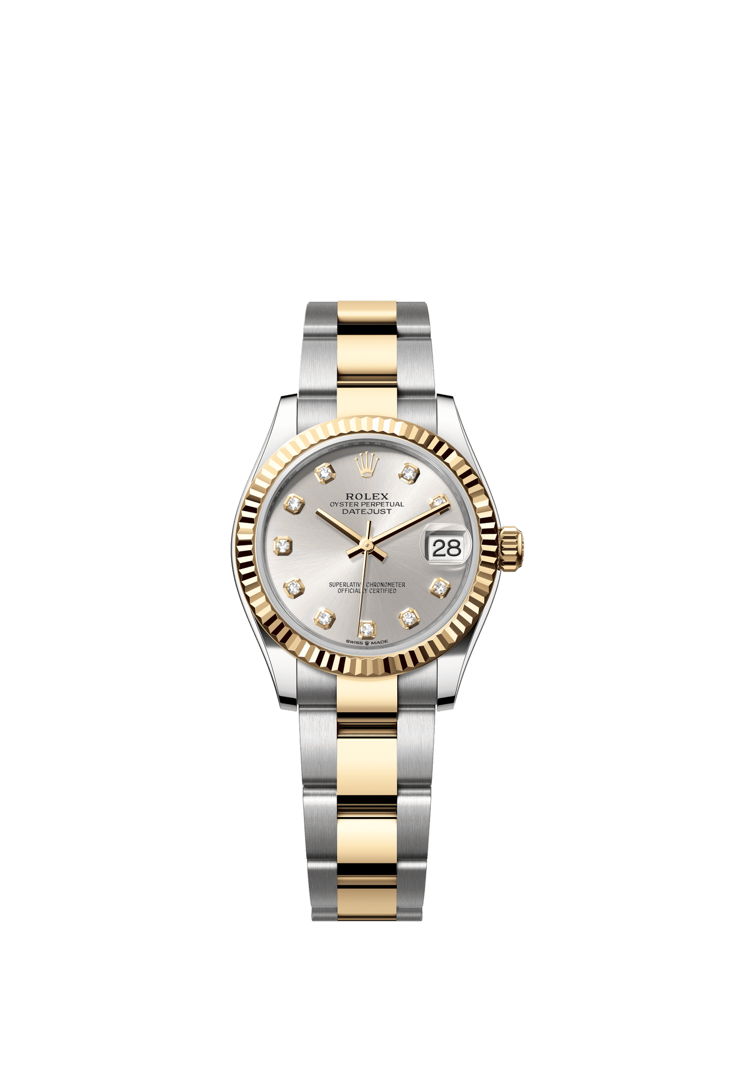 Rolex Datejust 31 31 mm Silver Set With Diamonds Dial Oystersteel and 18k Yellow Gold Oyster Bracelet m278273-0019