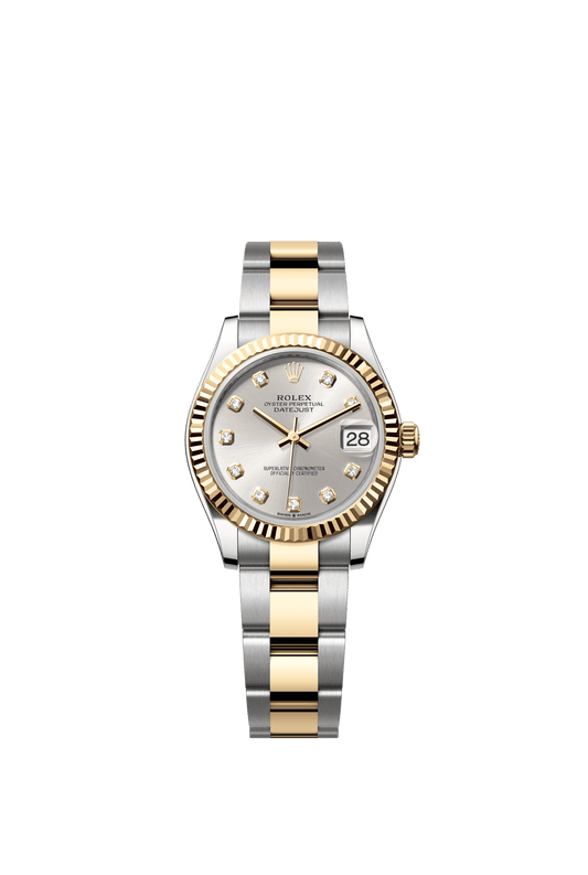 Rolex Datejust 31 31 mm Silver Set With Diamonds Dial Oystersteel and 18k Yellow Gold Oyster Bracelet m278273-0019