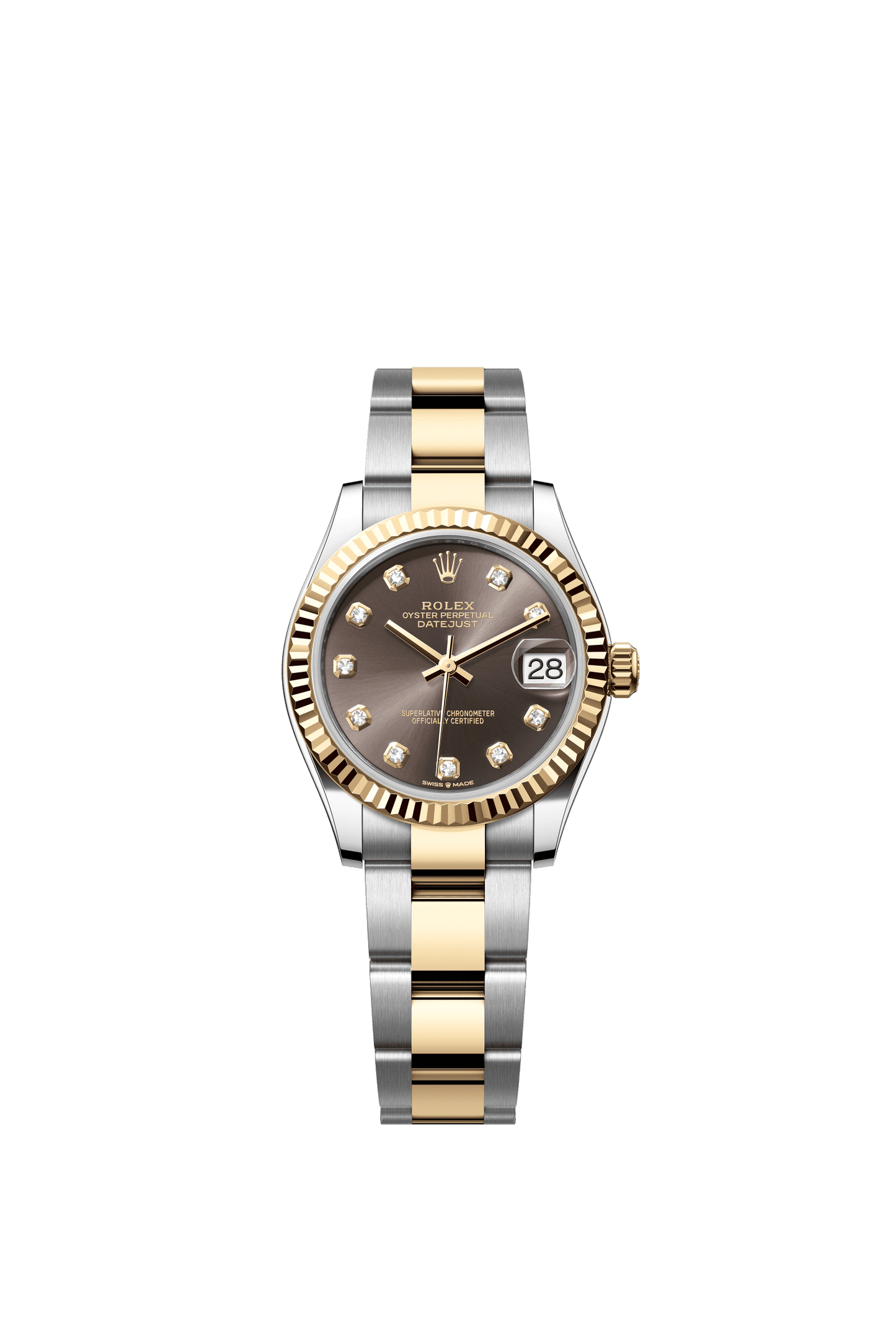 Rolex Datejust 31 31 mm Dark Grey Set With Diamonds Dial Oystersteel and 18k Yellow Gold Oyster Bracelet m278273-0021