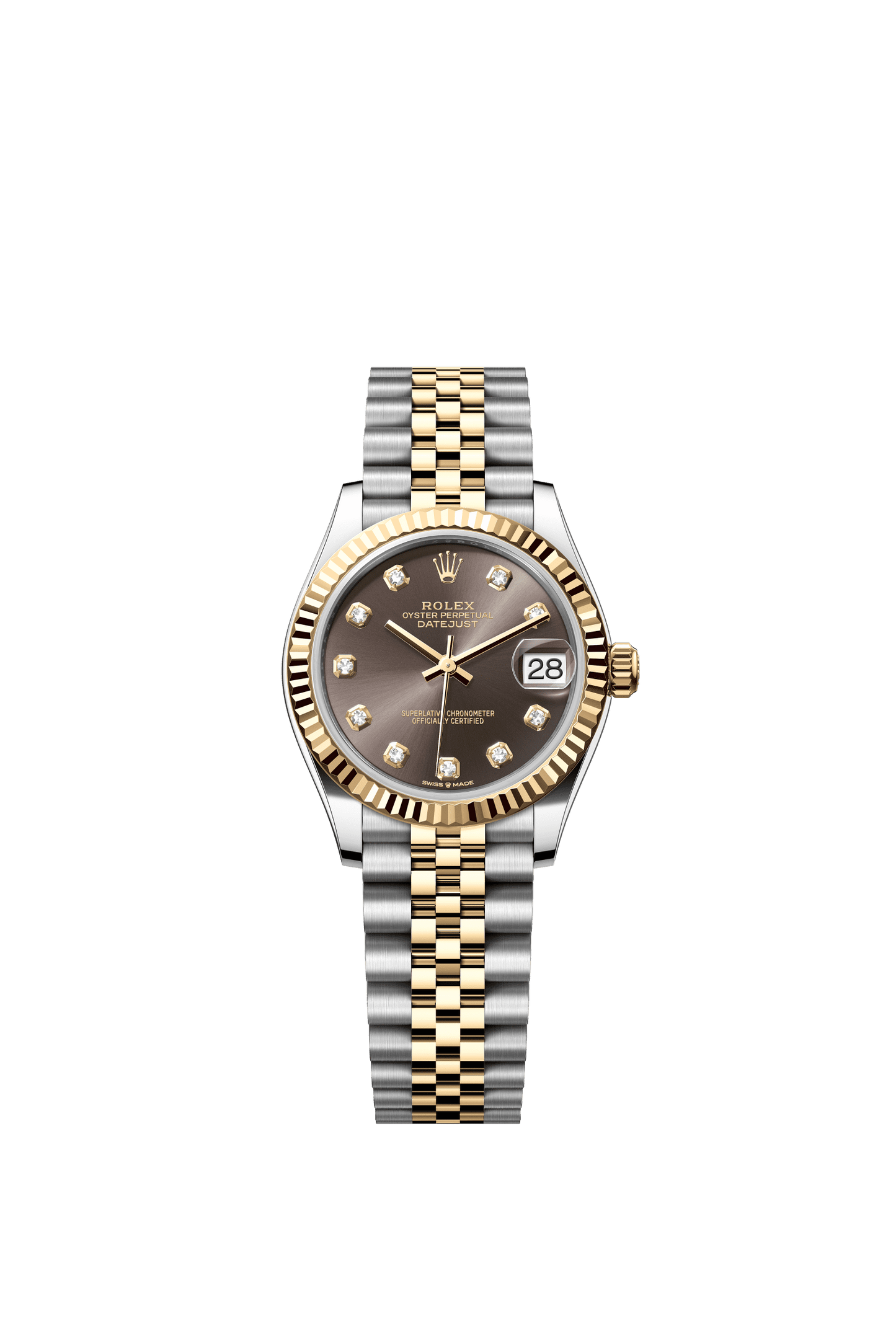 Rolex Datejust 31 31 mm Dark Grey Set With Diamonds Dial Oystersteel and 18k Yellow Gold Jubilee Bracelet m278273-0022