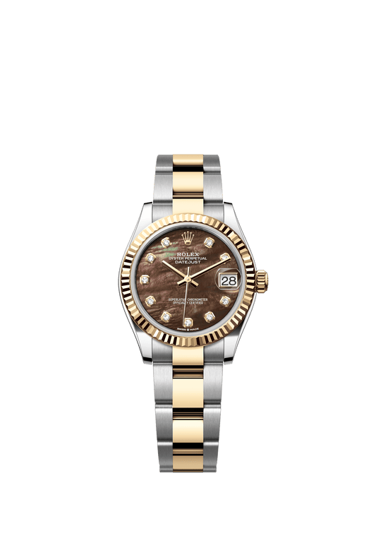 Rolex Datejust 31 31 mm Black Mother-Of-Pearl Set With Diamonds Dial Oystersteel and 18k Yellow Gold Oyster Bracelet m278273-0023