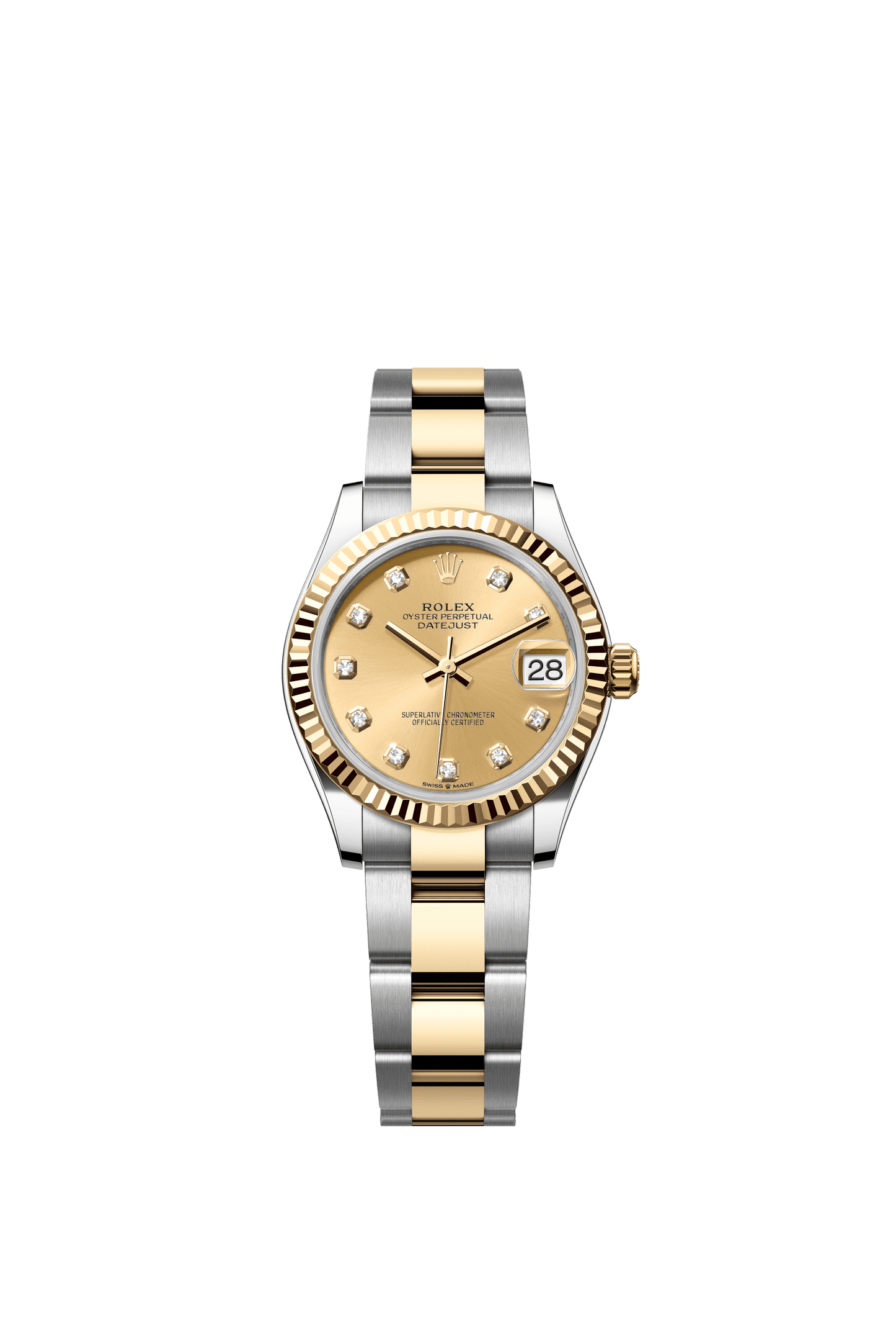 Rolex Datejust 31 31 mm Champagne-Colour Set With Diamonds Dial Oystersteel and 18k Yellow Gold Oyster Bracelet m278273-0025