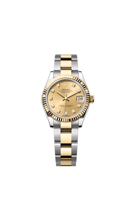 Rolex Datejust 31 31 mm Champagne-Colour Set With Diamonds Dial Oystersteel and 18k Yellow Gold Oyster Bracelet m278273-0025