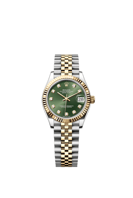 Rolex Datejust 31 31 mm Olive Green Set With Diamonds Dial Oystersteel and 18k Yellow Gold Jubilee Bracelet m278273-0030