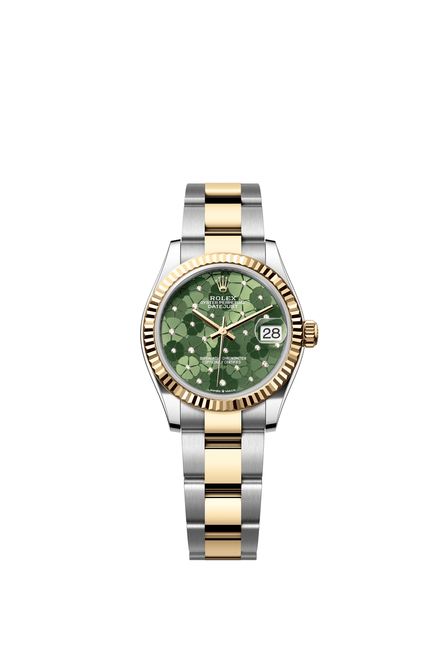 Rolex Datejust 31 31 mm Olive Green, Floral Motif Set With Diamonds Dial Oystersteel and 18k Yellow Gold Oyster Bracelet m278273-0031