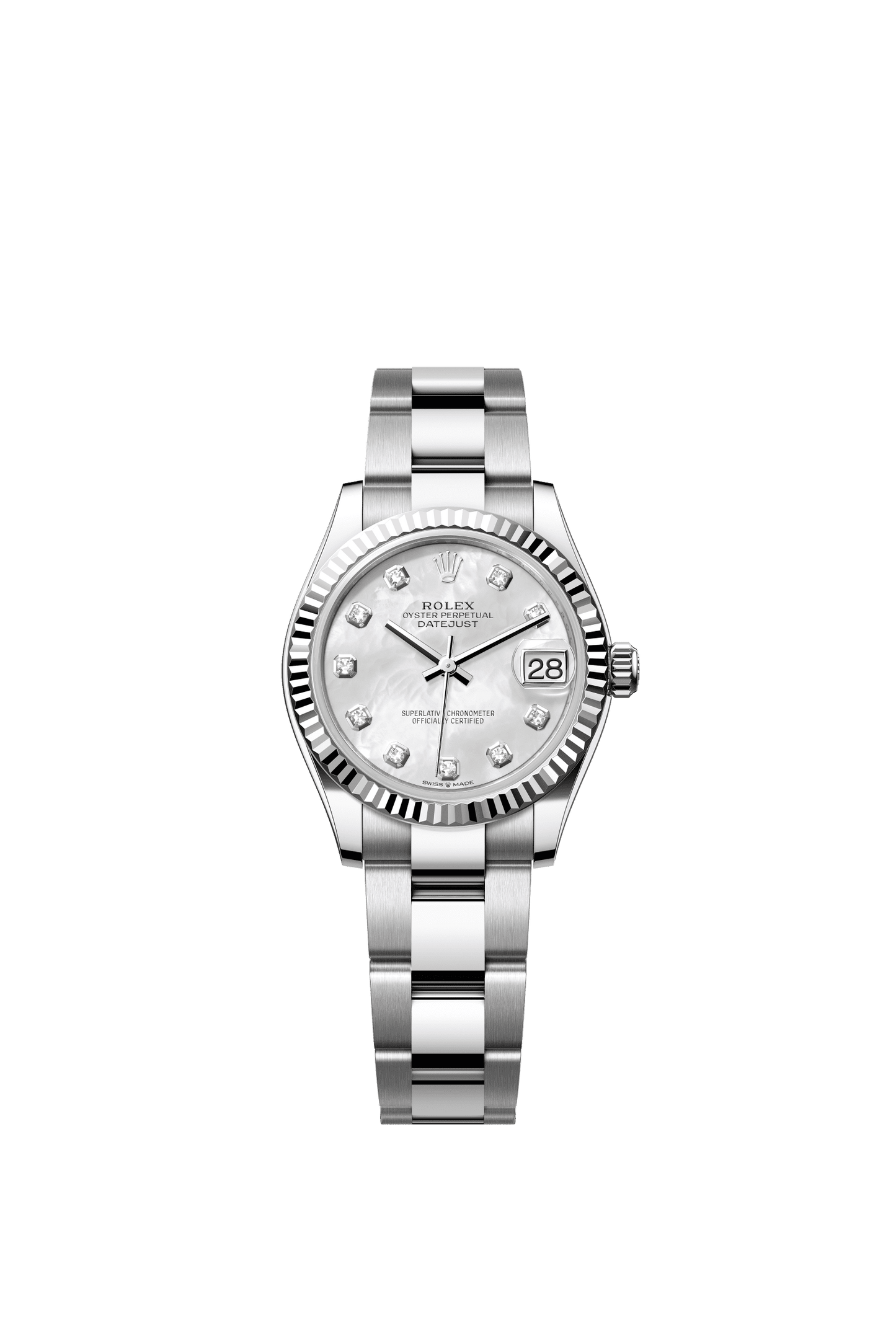 Rolex Datejust 31 31 mm White Mother-Of-Pearl Set With Diamonds Dial Oystersteel and White Gold Oyster Bracelet m278274-0005