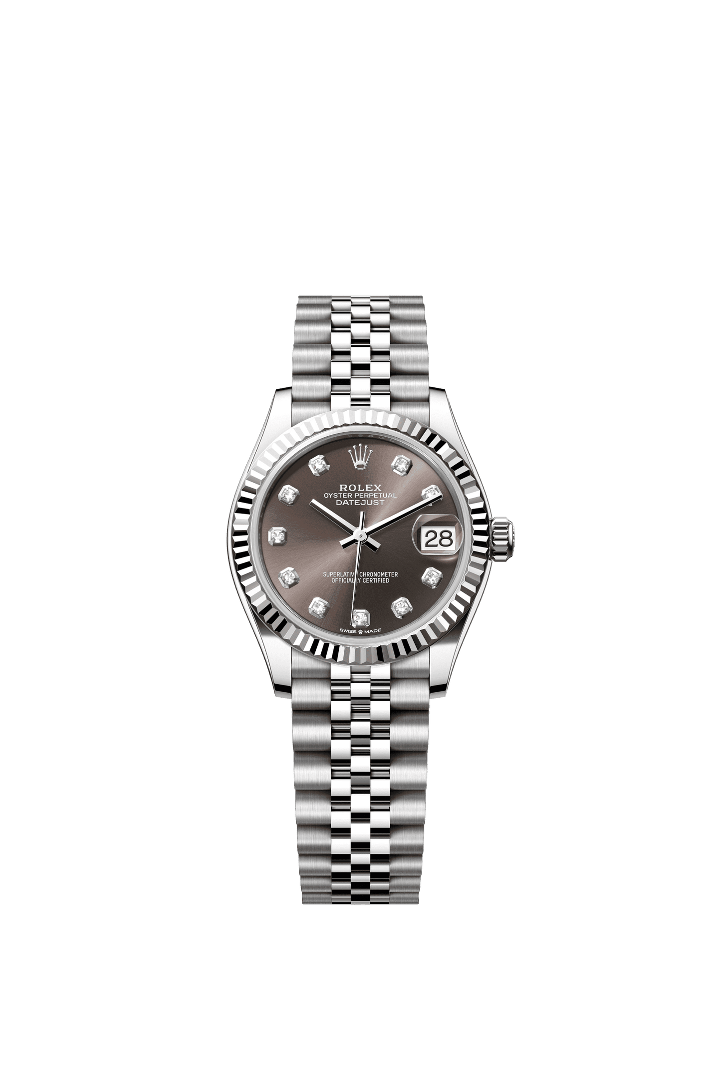 Rolex Datejust 31 31 mm Dark Grey Set With Diamonds Dial Oystersteel and White Gold Jubilee Bracelet m278274-0008