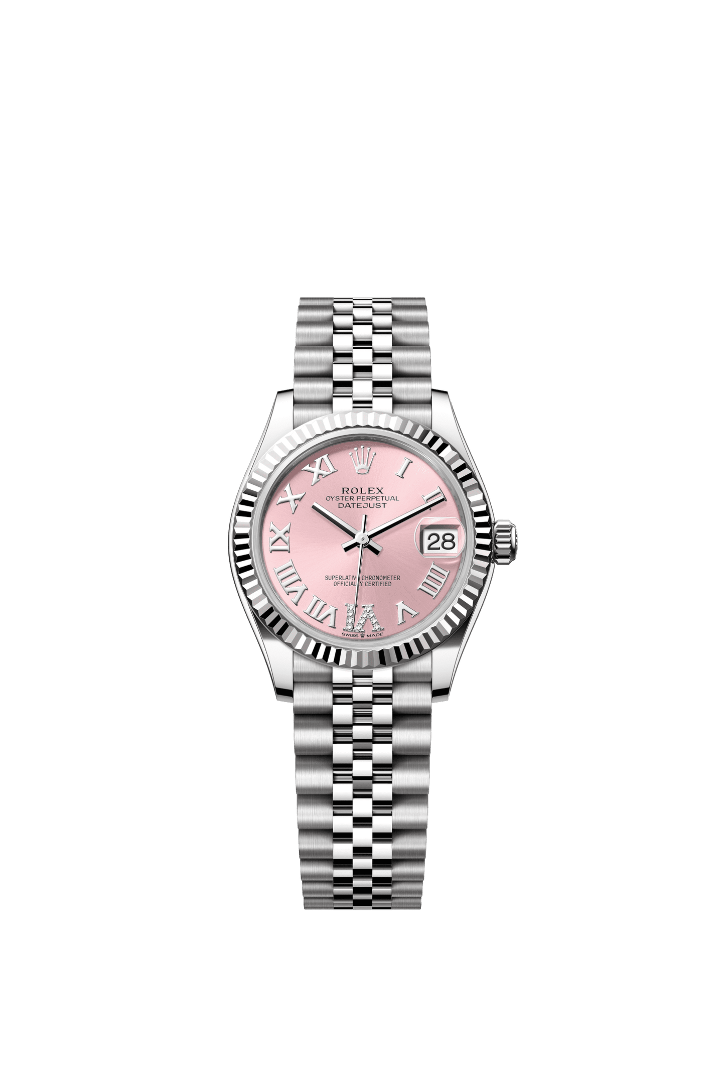 Rolex Datejust 31 31 mm Pink Set With Diamonds Dial Oystersteel and White Gold Jubilee Bracelet m278274-0024