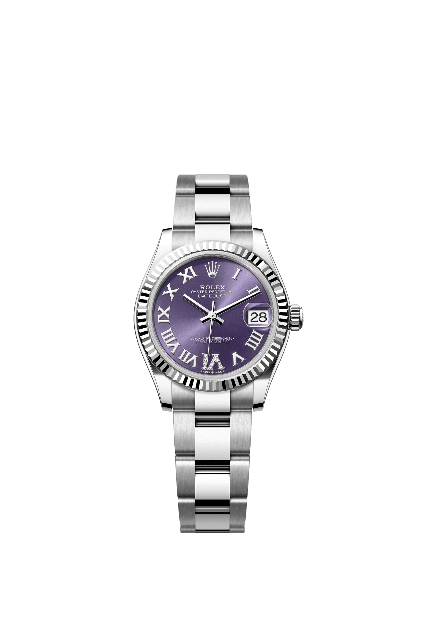 Rolex Datejust 31 31 mm Aubergine Set With Diamonds Dial Oystersteel and White Gold Oyster Bracelet m278274-0025