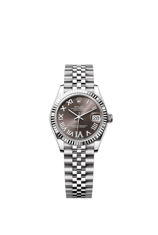 Rolex Datejust 31 31 mm Dark Grey Set With Diamonds Dial Oystersteel and White Gold Jubilee Bracelet m278274-0028