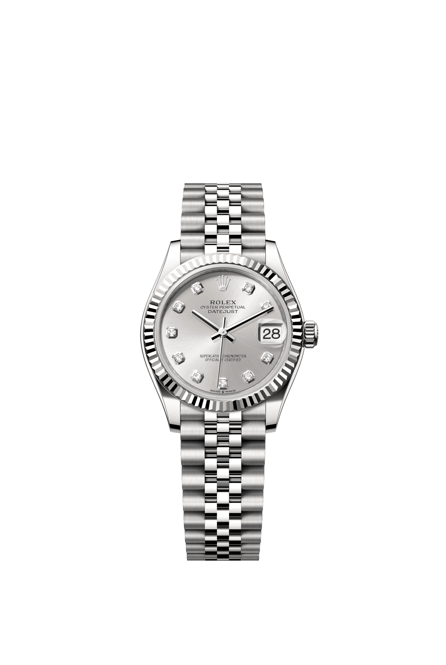 Rolex Datejust 31 31 mm Silver Set With Diamonds Dial Oystersteel and White Gold Jubilee Bracelet m278274-0030