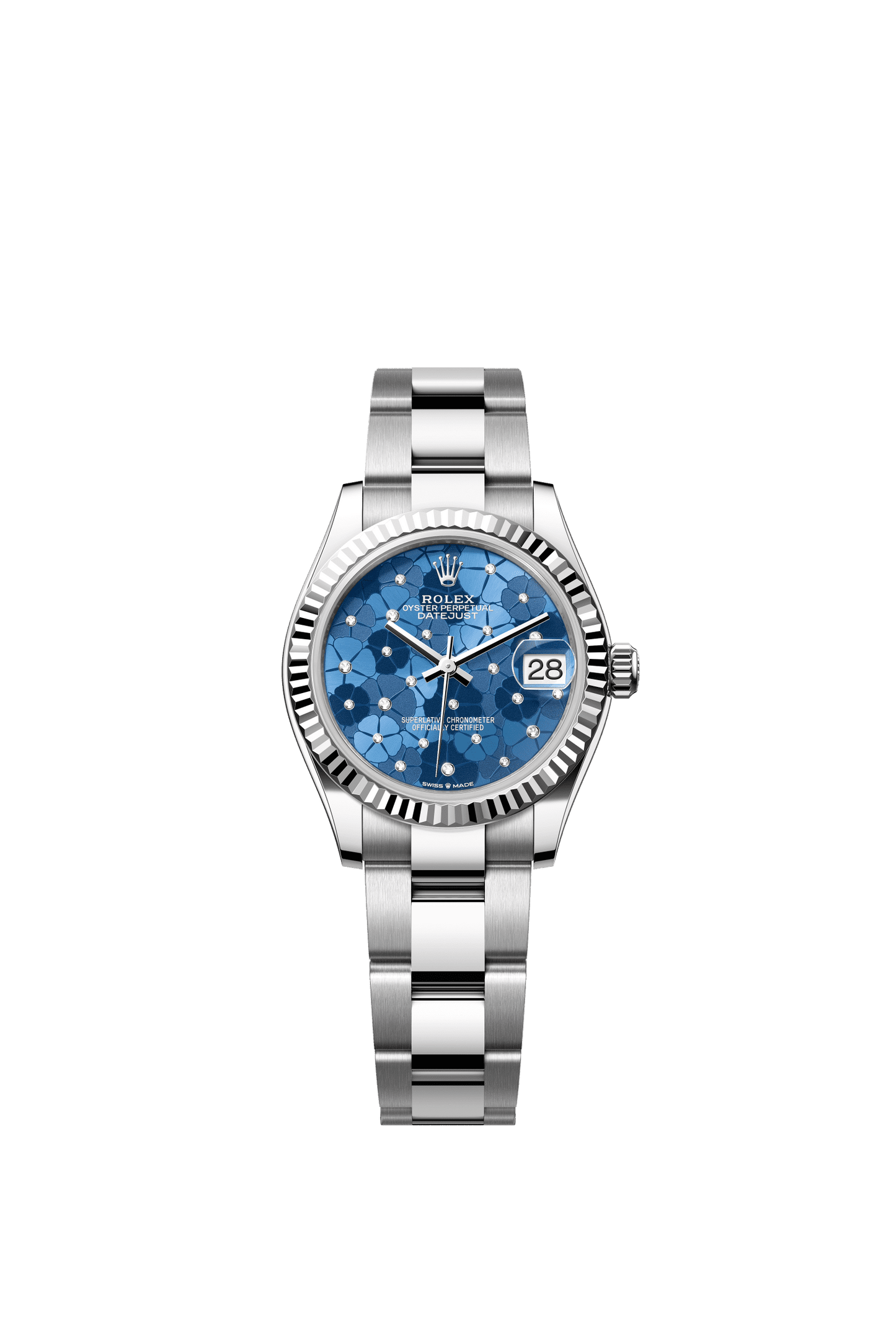 Rolex Datejust 31 31 mm Azzurro Blue, Floral Motif Set With Diamonds Dial Oystersteel and White Gold Oyster Bracelet m278274-0023