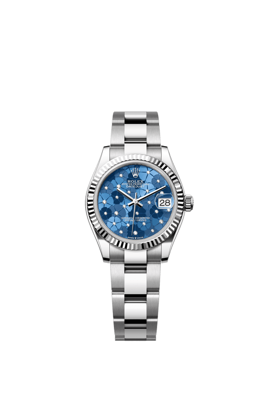 Rolex Datejust 31 31 mm Azzurro Blue, Floral Motif Set With Diamonds Dial Oystersteel and White Gold Oyster Bracelet m278274-0023