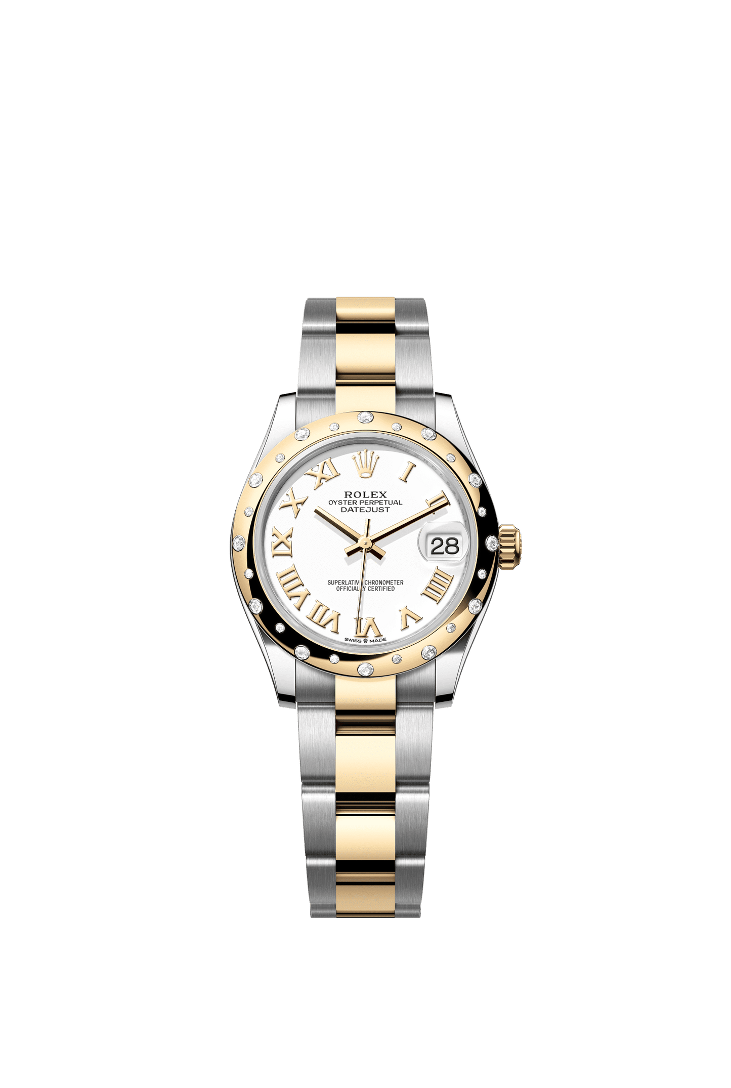 Rolex Datejust 31 31 mm White Dial  with Diamonds Oystersteel and 18k Yellow Gold Oyster Bracelet m278343rbr-0001