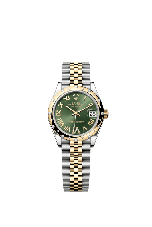 Rolex Datejust 31 31 mm Olive Green Set With Diamonds Dial Oystersteel and 18k Yellow Gold Jubilee Bracelet m278343rbr-0016