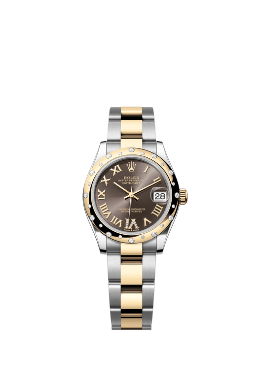 Rolex Datejust 31 31 mm Dark Grey Set With Diamonds Dial Oystersteel and 18k Yellow Gold Oyster Bracelet m278343rbr-0017