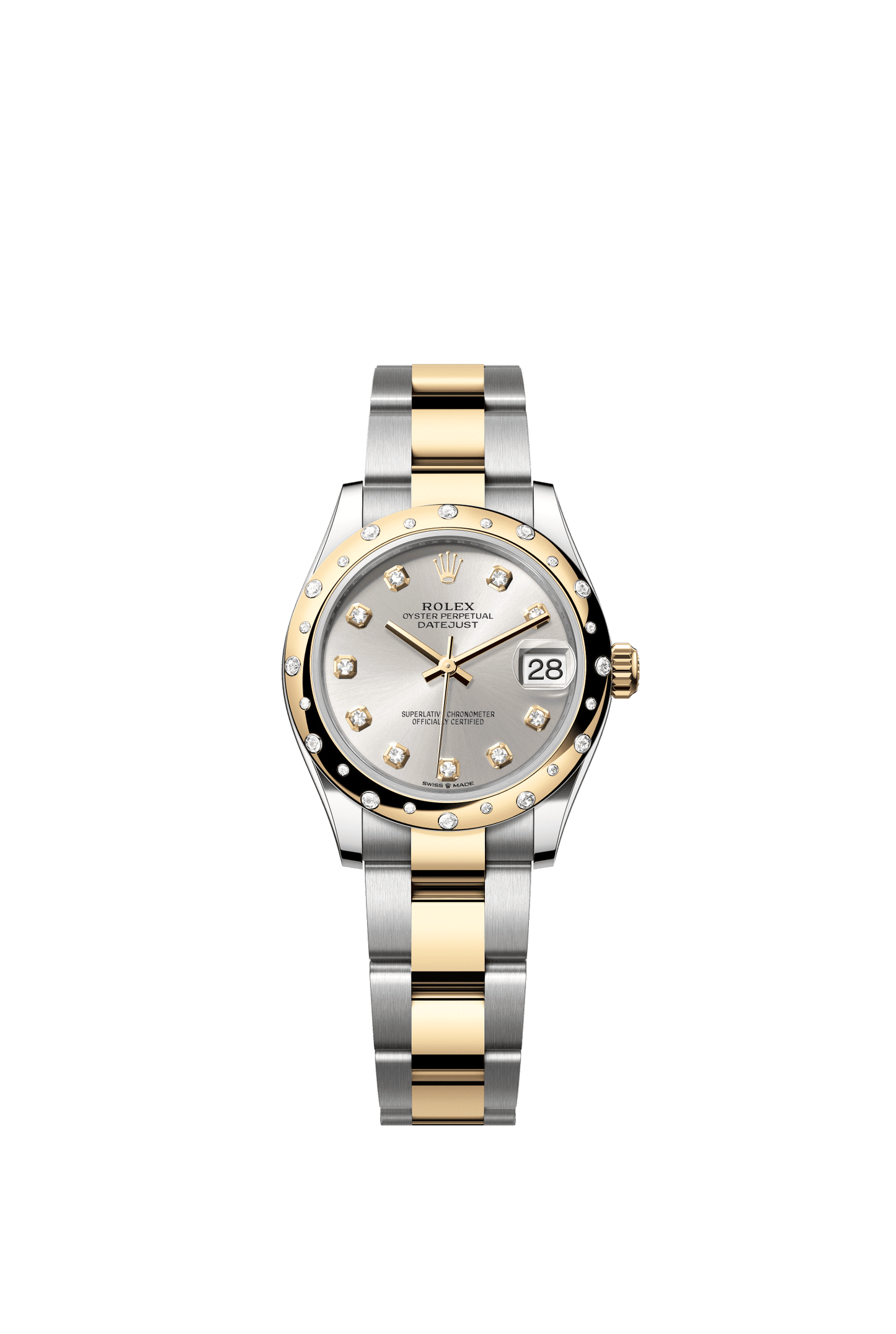 Rolex Datejust 31 31 mm Silver Set With Diamonds Dial Oystersteel and 18k Yellow Gold Oyster Bracelet m278343rbr-0019