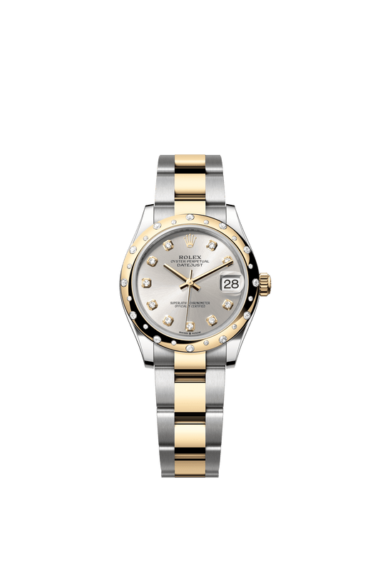 Rolex Datejust 31 31 mm Silver Set With Diamonds Dial Oystersteel and 18k Yellow Gold Oyster Bracelet m278343rbr-0019