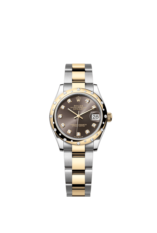 Rolex Datejust 31 31 mm Dark Grey Set With Diamonds Dial Oystersteel and 18k Yellow Gold Oyster Bracelet m278343rbr-0021