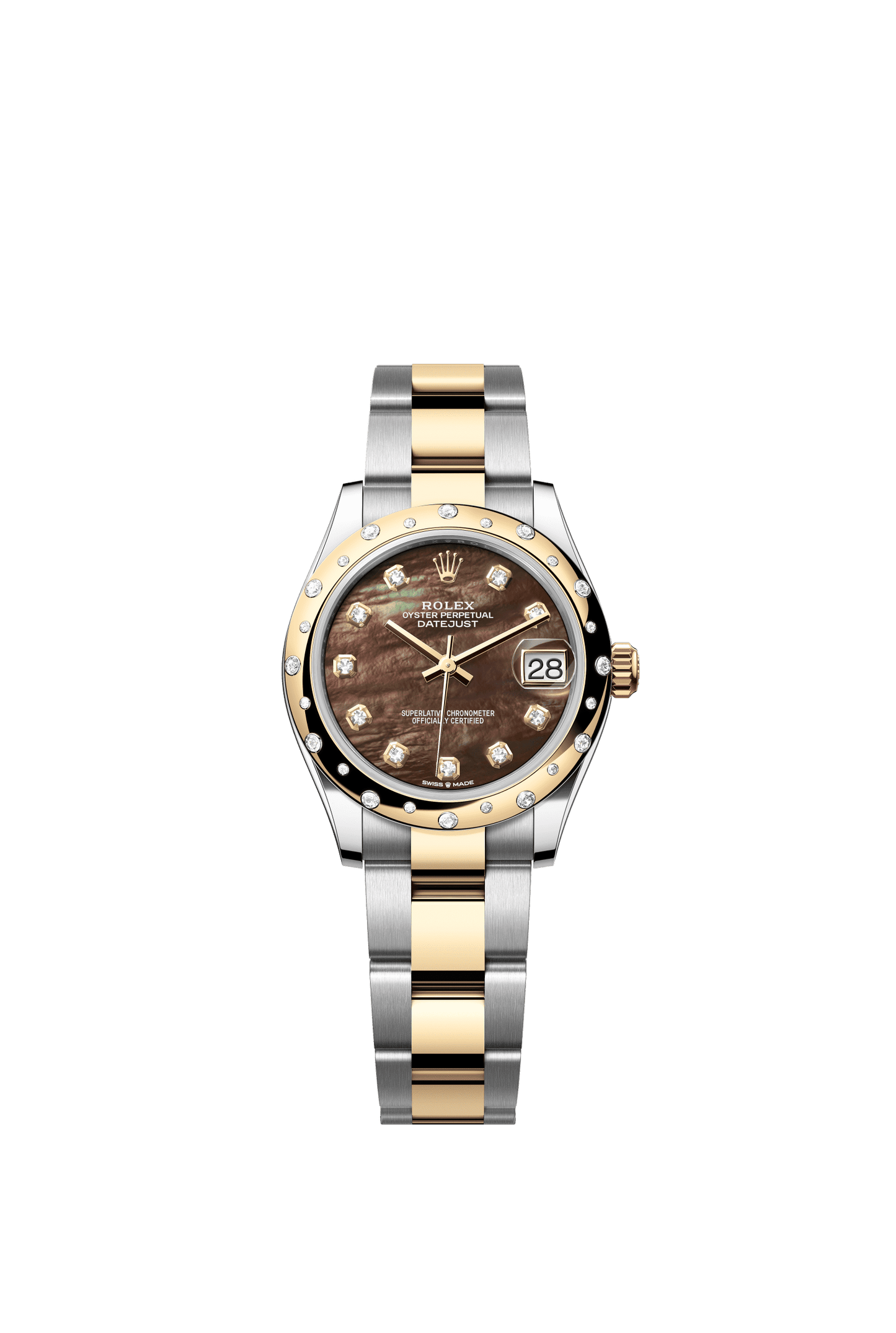 Rolex Datejust 31 31 mm Black Mother-Of-Pearl Set With Diamonds Dial Oystersteel and 18k Yellow Gold Oyster Bracelet m278343rbr-0023