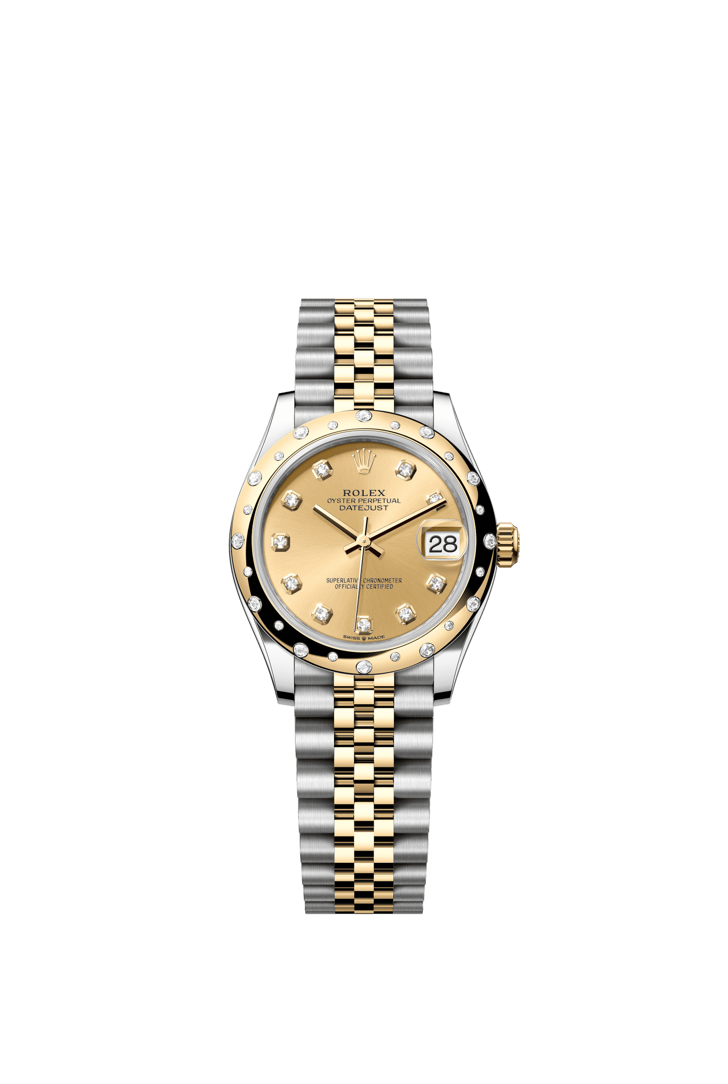 Rolex Datejust 31 31 mm Champagne-Colour Set With Diamonds Dial Oystersteel and 18k Yellow Gold Jubilee Bracelet m278343rbr-0026