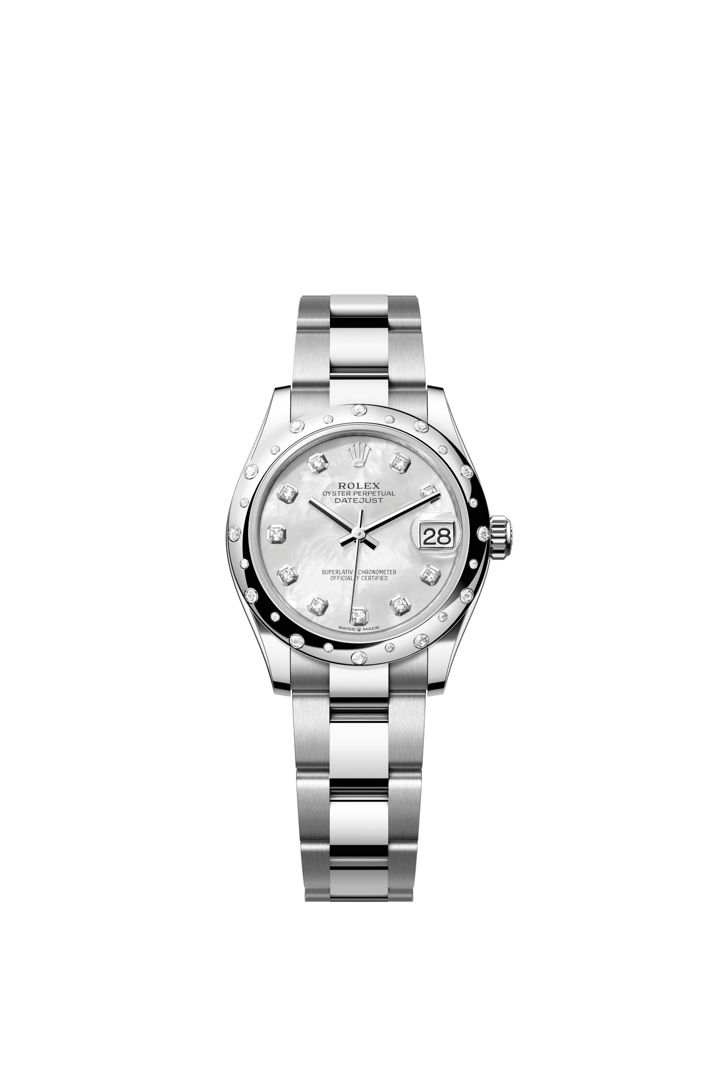 Rolex Datejust 31 31 mm White Mother-Of-Pearl Set With Diamonds Dial Oystersteel and White Gold Oyster Bracelet m278344rbr-0005