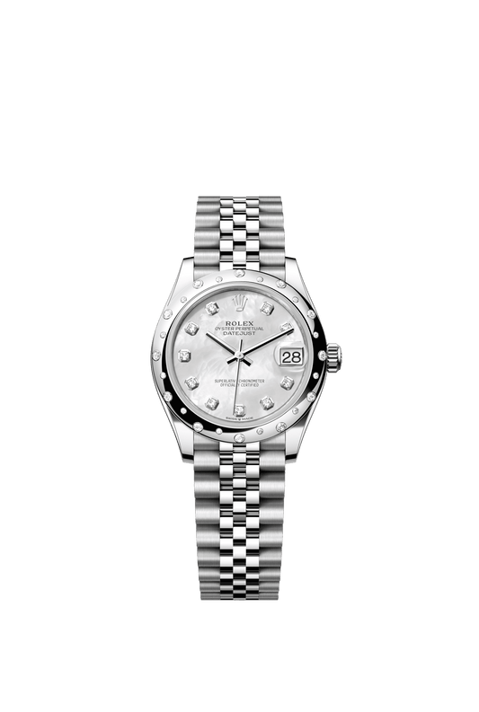 Rolex Datejust 31 31 mm White Mother-Of-Pearl Set With Diamonds Dial Oystersteel and White Gold Jubilee Bracelet m278344rbr-0006