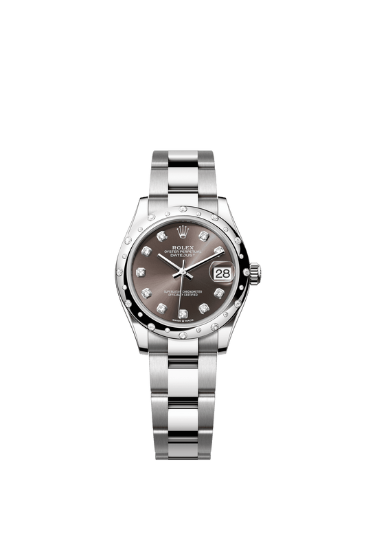 Rolex Datejust 31 31 mm Dark Grey Set With Diamonds Dial Oystersteel and White Gold Oyster Bracelet m278344rbr-0007