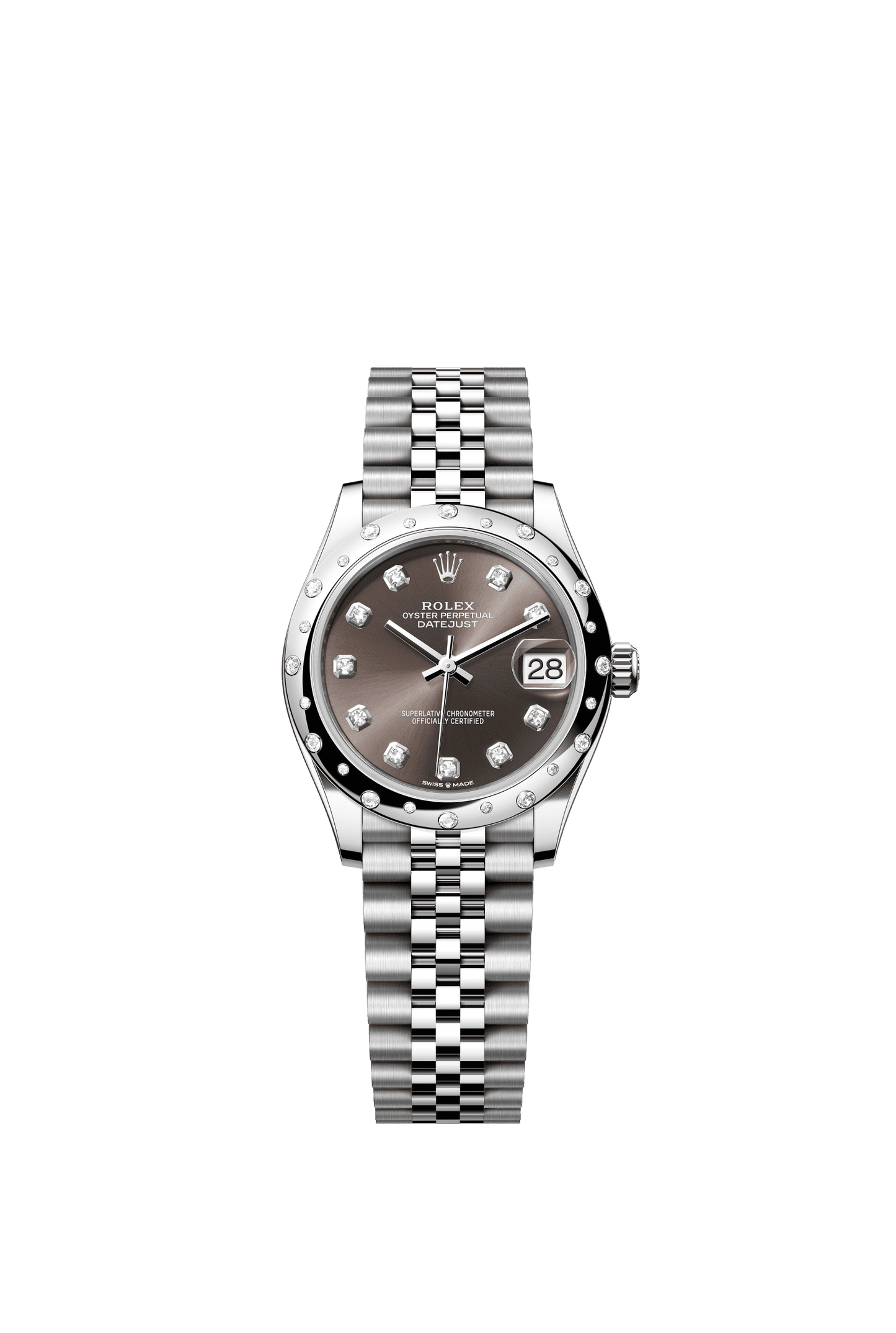 Rolex Datejust 31 31 mm Dark Grey Set With Diamonds Dial Oystersteel and White Gold Jubilee Bracelet m278344rbr-0008