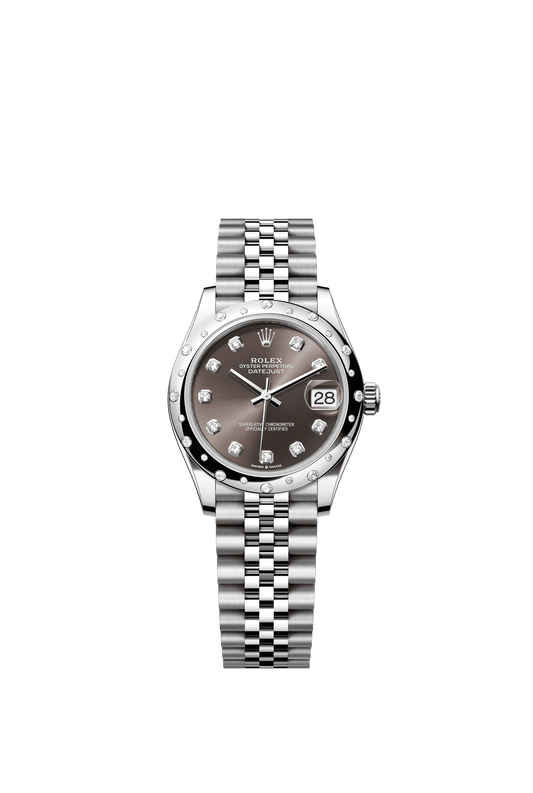 Rolex Datejust 31 31 mm Dark Grey Set With Diamonds Dial Oystersteel and White Gold Jubilee Bracelet m278344rbr-0008