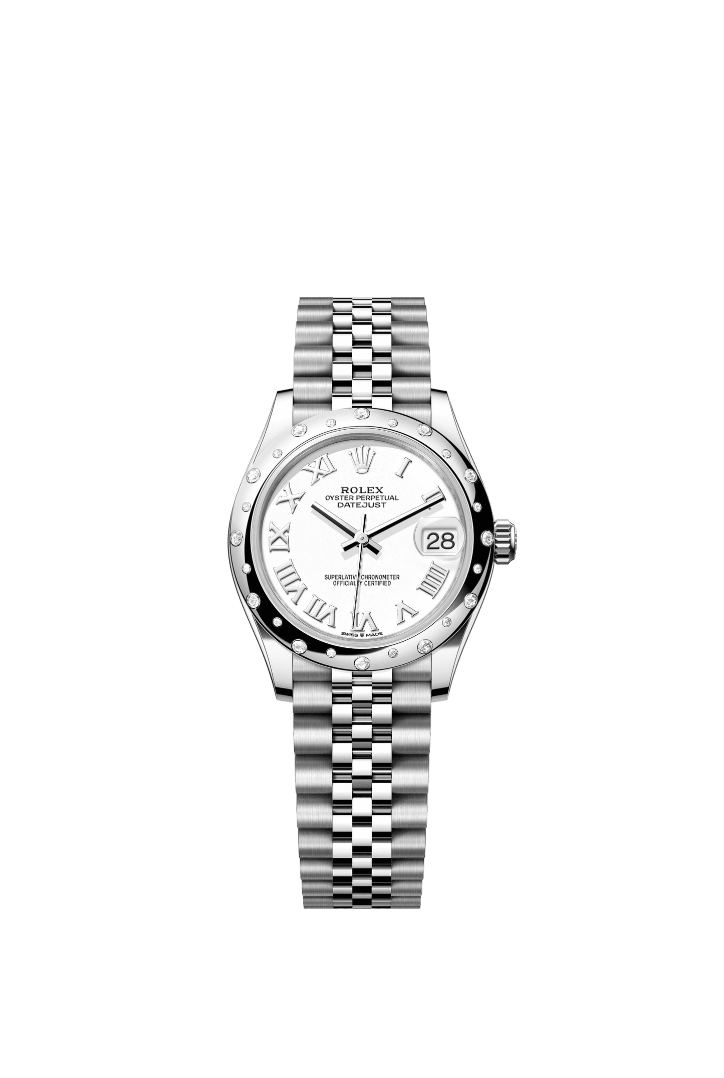 Rolex Datejust 31 31 mm White  Dial with Diamonds Oystersteel and White Gold Jubilee Bracelet m278344rbr-0012