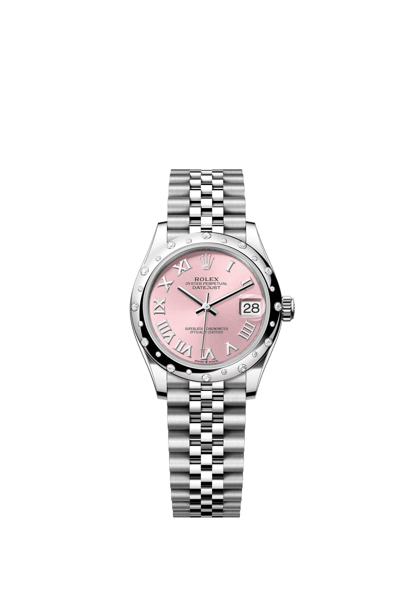 Rolex Datejust 31 31 mm Pink  Dial with Diamonds Oystersteel and White Gold Jubilee Bracelet m278344rbr-0022