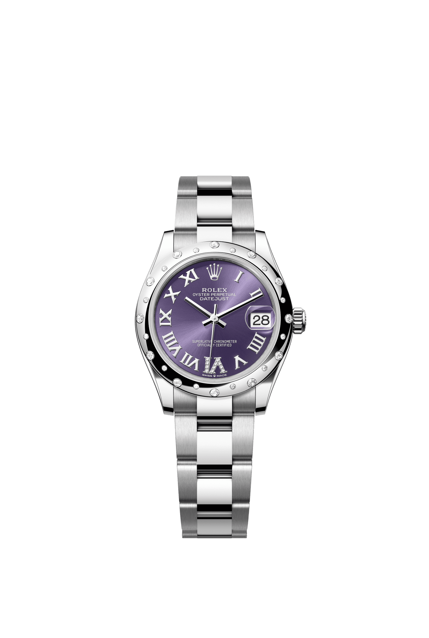 Rolex Datejust 31 31 mm Aubergine Set With Diamonds Dial Oystersteel and White Gold Oyster Bracelet m278344rbr-0027