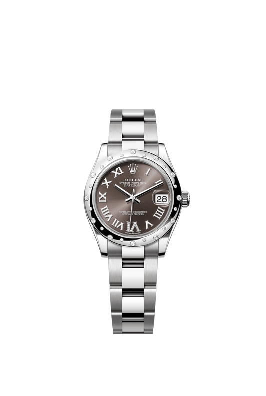 Rolex Datejust 31 31 mm Dark Grey Set With Diamonds Dial Oystersteel and White Gold Oyster Bracelet m278344rbr-0029