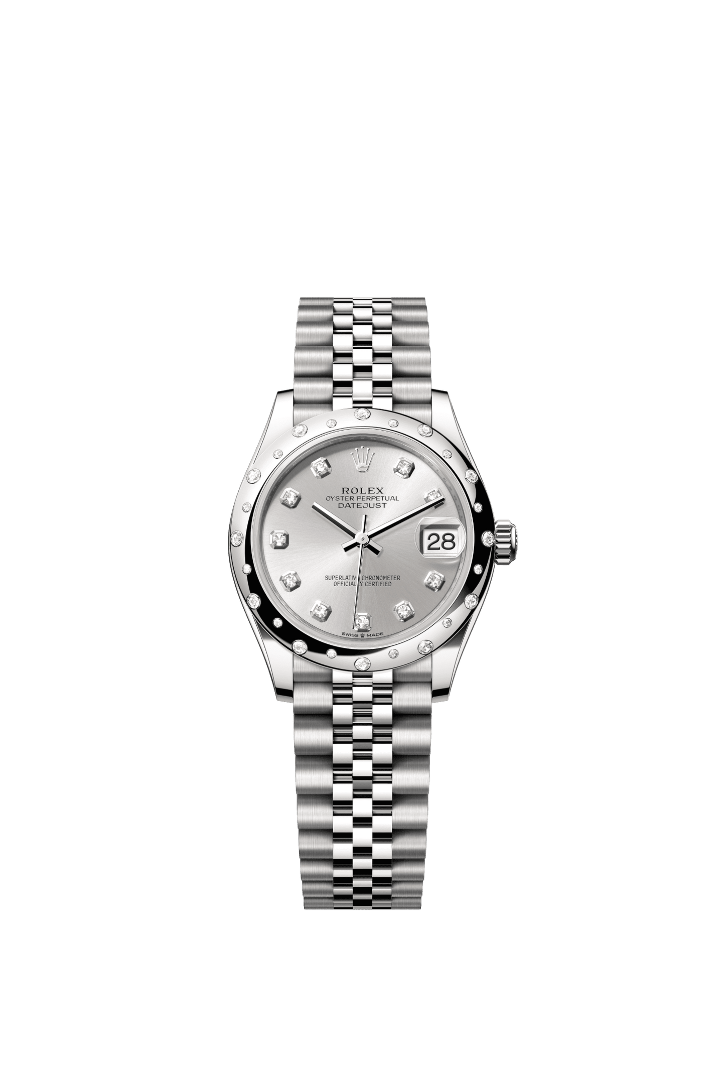 Rolex Datejust 31 31 mm Silver Set With Diamonds Dial Oystersteel and White Gold Jubilee Bracelet m278344rbr-0032