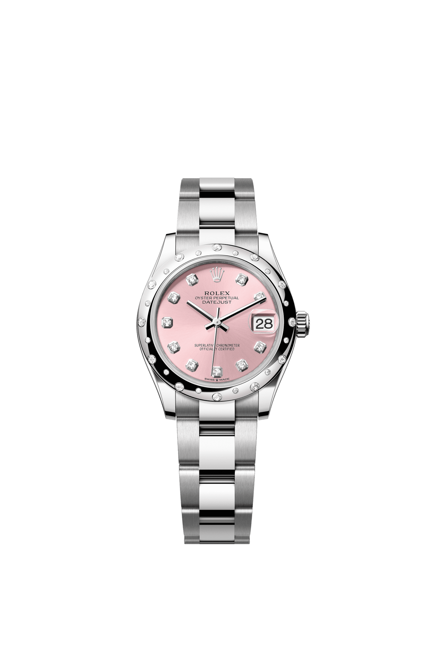 Rolex Datejust 31 31 mm Pink Set With Diamonds Dial Oystersteel and White Gold Oyster Bracelet m278344rbr-0033