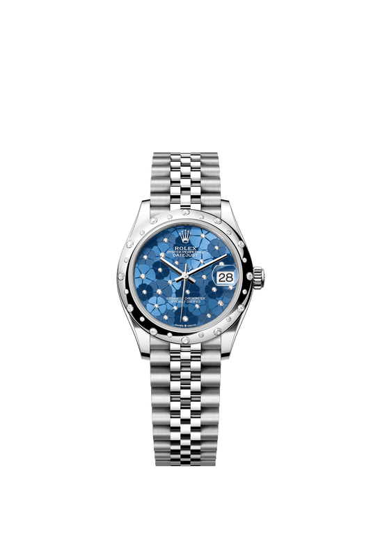 Rolex Datejust 31 31 mm Azzurro Blue, Floral Motif Set With Diamonds Dial Oystersteel and White Gold Jubilee Bracelet m278344rbr-0038