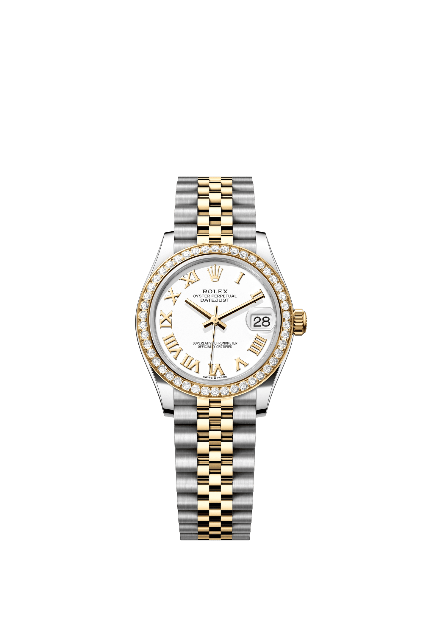 Rolex Datejust 31 31 mm White Dial  with Diamonds Oystersteel and 18k Yellow Gold Jubilee Bracelet m278383rbr-0002