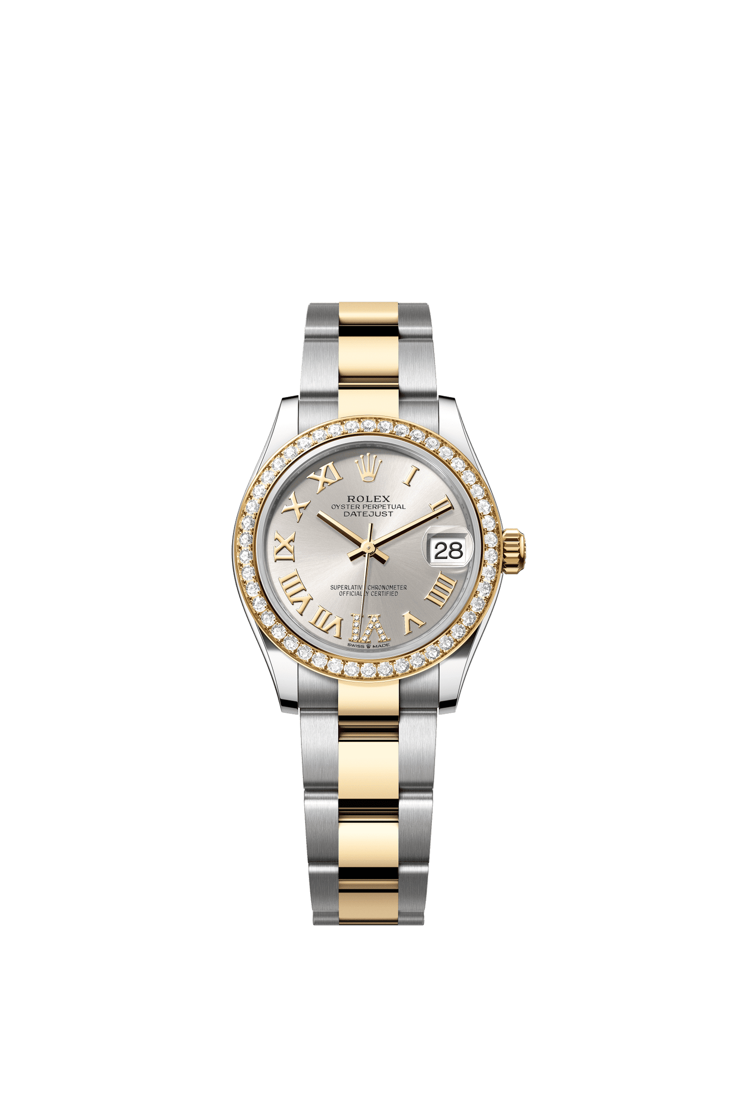 Rolex Datejust 31 31 mm Silver Set With Diamonds Dial Oystersteel and 18k Yellow Gold Oyster Bracelet m278383rbr-0003