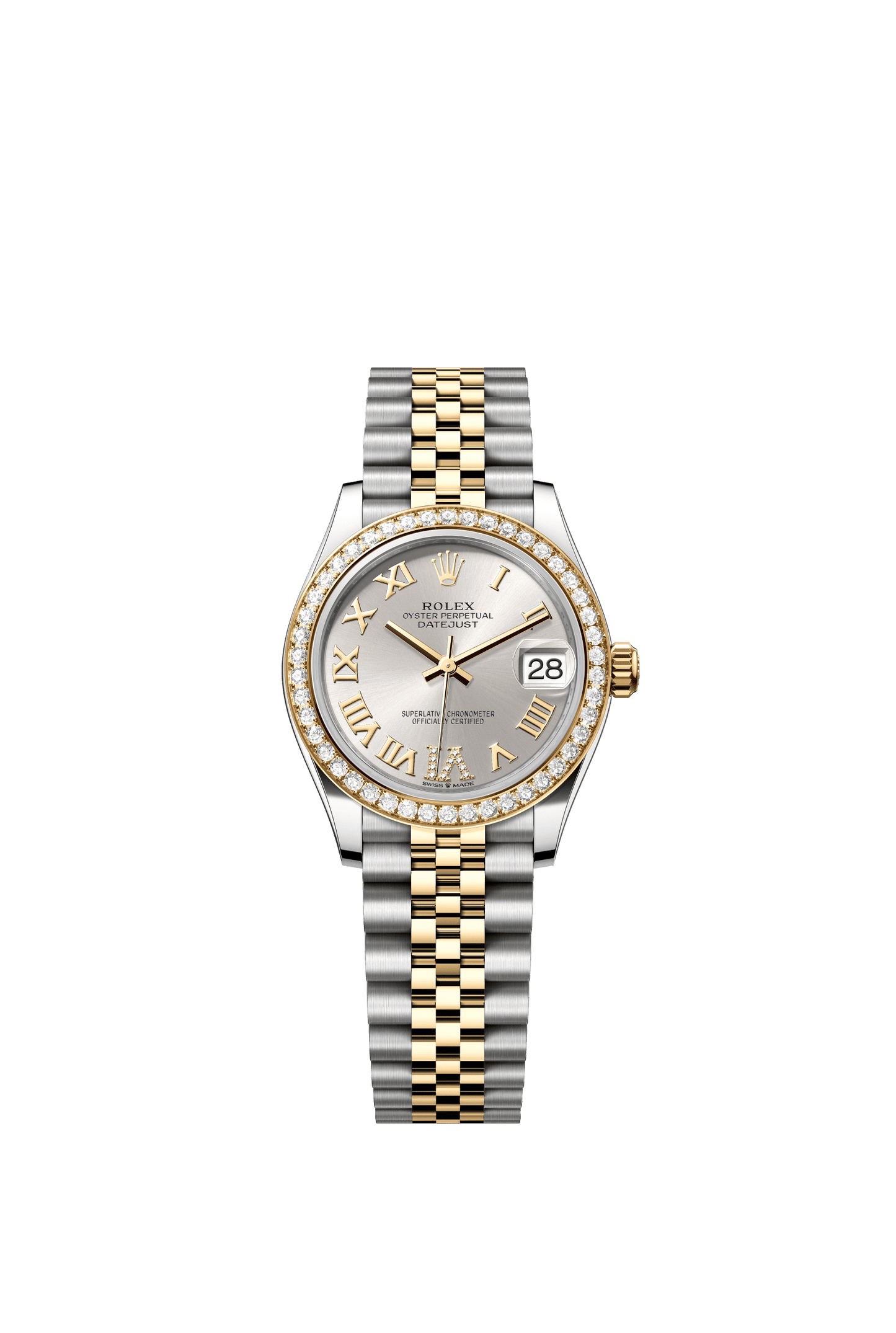 Rolex Datejust 31 31 mm Silver Set With Diamonds Dial Oystersteel and 18k Yellow Gold Jubilee Bracelet m278383rbr-0004