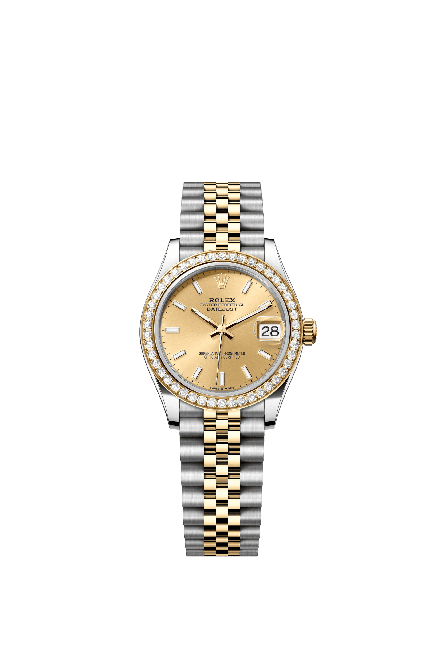 Rolex Datejust 31 31 mm Champagne-Colour Dial  with Diamonds Oystersteel and 18k Yellow Gold Jubilee Bracelet m278383rbr-0014