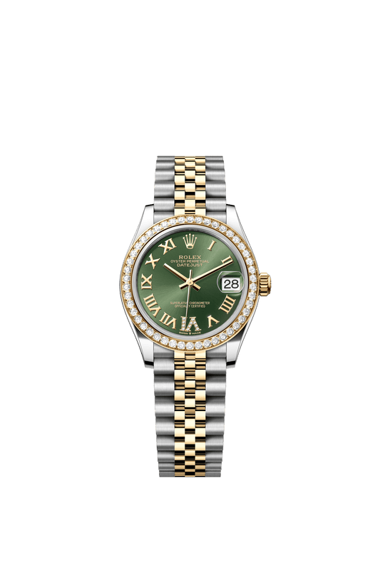 Rolex Datejust 31 31 mm Olive Green Set With Diamonds Dial Oystersteel and 18k Yellow Gold Jubilee Bracelet m278383rbr-0016